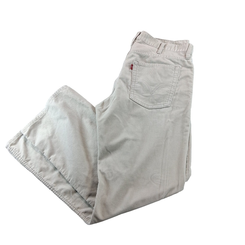Levi's 527 Low Boot Cut Pants Mens 38x32 (Fit 38x33) Cream Corduroy Vintage